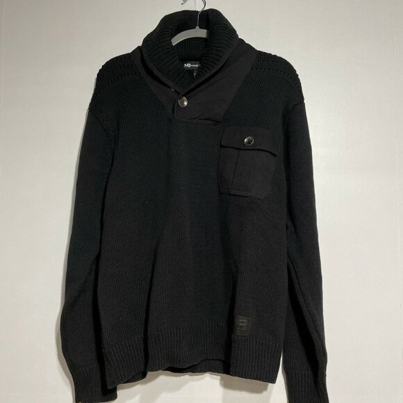 Marc Buchanan Men’s Black Heavy Knit‎ Pullover Shawl Collar Sweater Size XL - Picture 1 of 9
